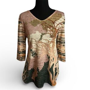 AMMA DESIGN Colorful Made In LA Tunic Top Sz S Y2K Lagenlook Art-to-wear